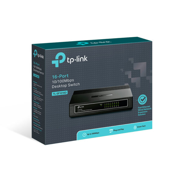 Switch de 16 puertos Tplink a 10/100Mbps de escritorio TL-SF1016D - Imagen 4